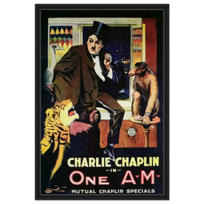 Da Vinci Pop Art Wall art print | Charlie Chaplin | One AM - Framed Canvas - 60x90 cm / 24x36″ - Black frame