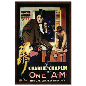 Da Vinci Pop Art Wall art print | Charlie Chaplin | One AM - Framed Canvas - 60x90 cm / 24x36″ - Dark wood frame