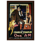 Da Vinci Pop Art Wall art print | Charlie Chaplin | One AM - Framed Canvas - 40x60 cm / 16x24″ - Dark wood frame