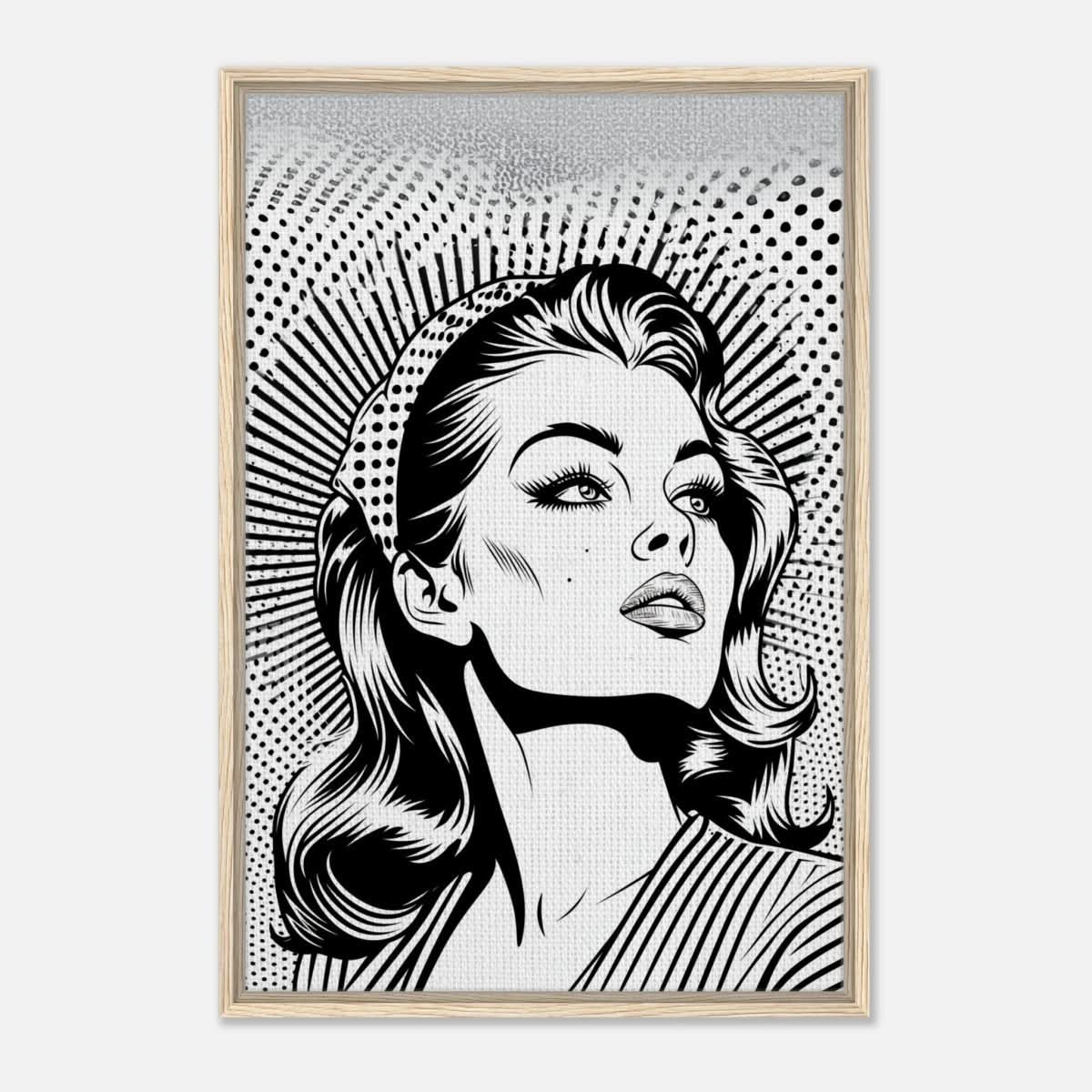 Da Vinci Pop Art Wall art print | Marilyn Monroe | Black and White Portrait - Framed Canvas - 60x90 cm / 24x36″ - Wood frame