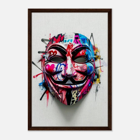 Da Vinci Pop Art Wall art print | Mask | Eclectic Expressions - Framed Canvas - 50x75 cm / 20x30″ - Dark wood frame