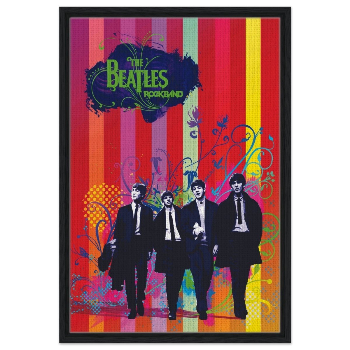 Da Vinci Pop Art wall art print | The Beatles | Rock Music - Framed Canvas - 50x75 cm / 20x30″ - Black frame