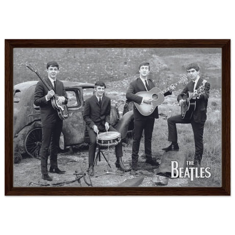 Da Vinci Pop Art wall art print | The Beatles | Rock Music - Framed Canvas - 40x60 cm / 16x24″ - Dark wood frame