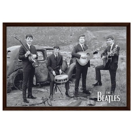 Da Vinci Pop Art wall art print | The Beatles | Rock Music - Framed Canvas - 50x75 cm / 20x30″ - Dark wood frame