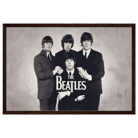 Da Vinci Pop Art wall art print | The Beatles | Rock Music - Framed Canvas - 60x90 cm / 24x36″ - Dark wood frame