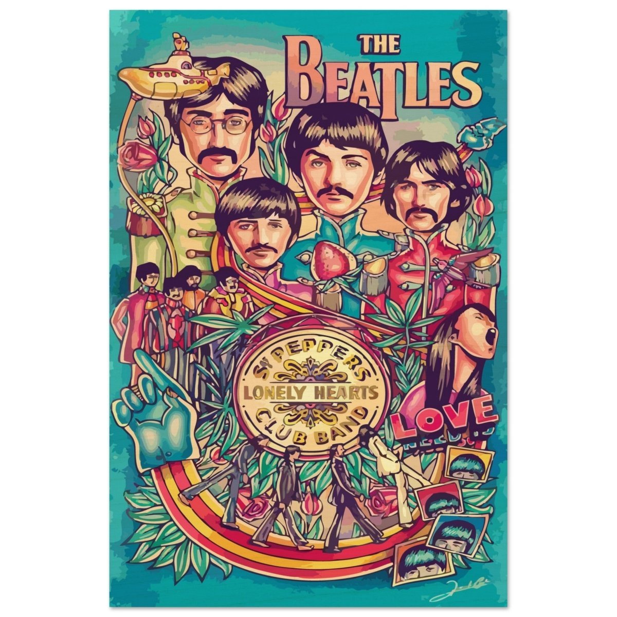 Da Vinci Pop Art wall art print | The Beatles | Rock Music - Wood Prints - 60x90 cm / 24x36″ - 