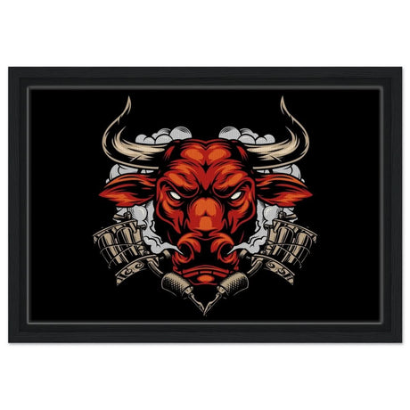Da Vinci Pop art wall art Print | Urban Bull Blaze - Framed Canvas - 30x45 cm / 12x18″ - Black frame