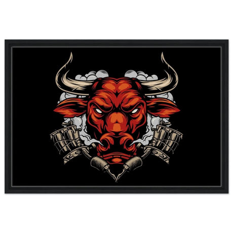 Da Vinci Pop art wall art Print | Urban Bull Blaze - Framed Canvas - 50x75 cm / 20x30″ - Black frame