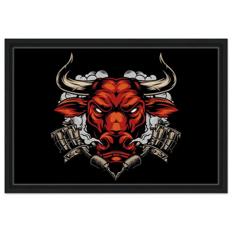 Da Vinci Pop art wall art Print | Urban Bull Blaze - Framed Canvas - 40x60 cm / 16x24″ - Black frame