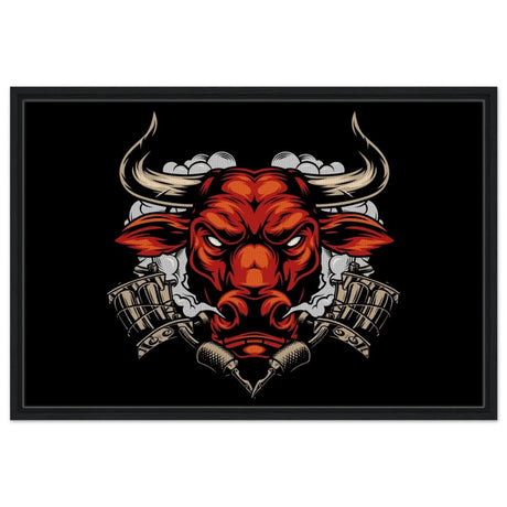 Da Vinci Pop art wall art Print | Urban Bull Blaze - Framed Canvas - 60x90 cm / 24x36″ - Black frame