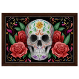 Da Vinci Pop art wall art Print | Vivid Skullscape - Framed Canvas - 30x45 cm / 12x18″ - Dark wood frame