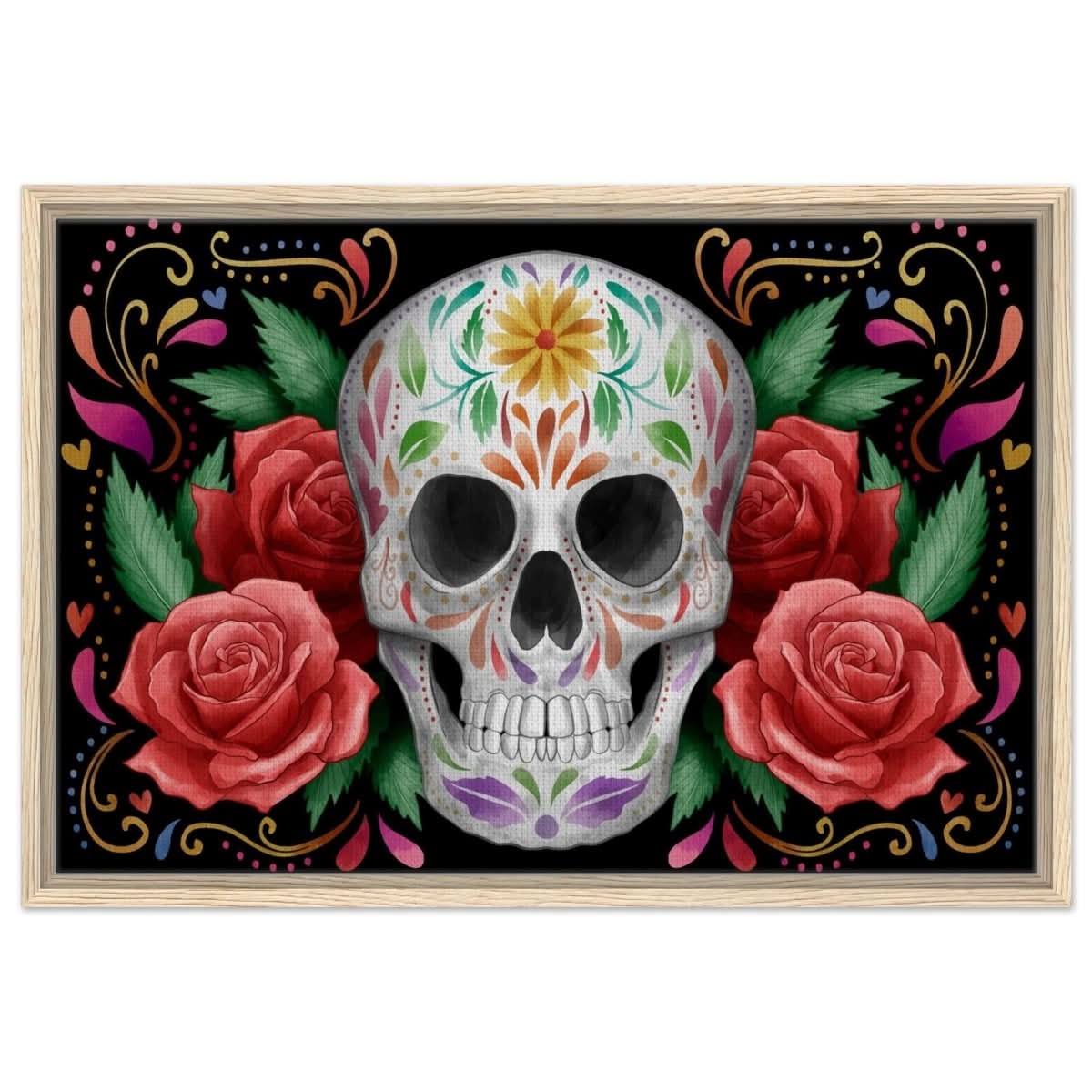 Da Vinci Pop art wall art Print | Vivid Skullscape - Framed Canvas - 50x75 cm / 20x30″ - Wood frame