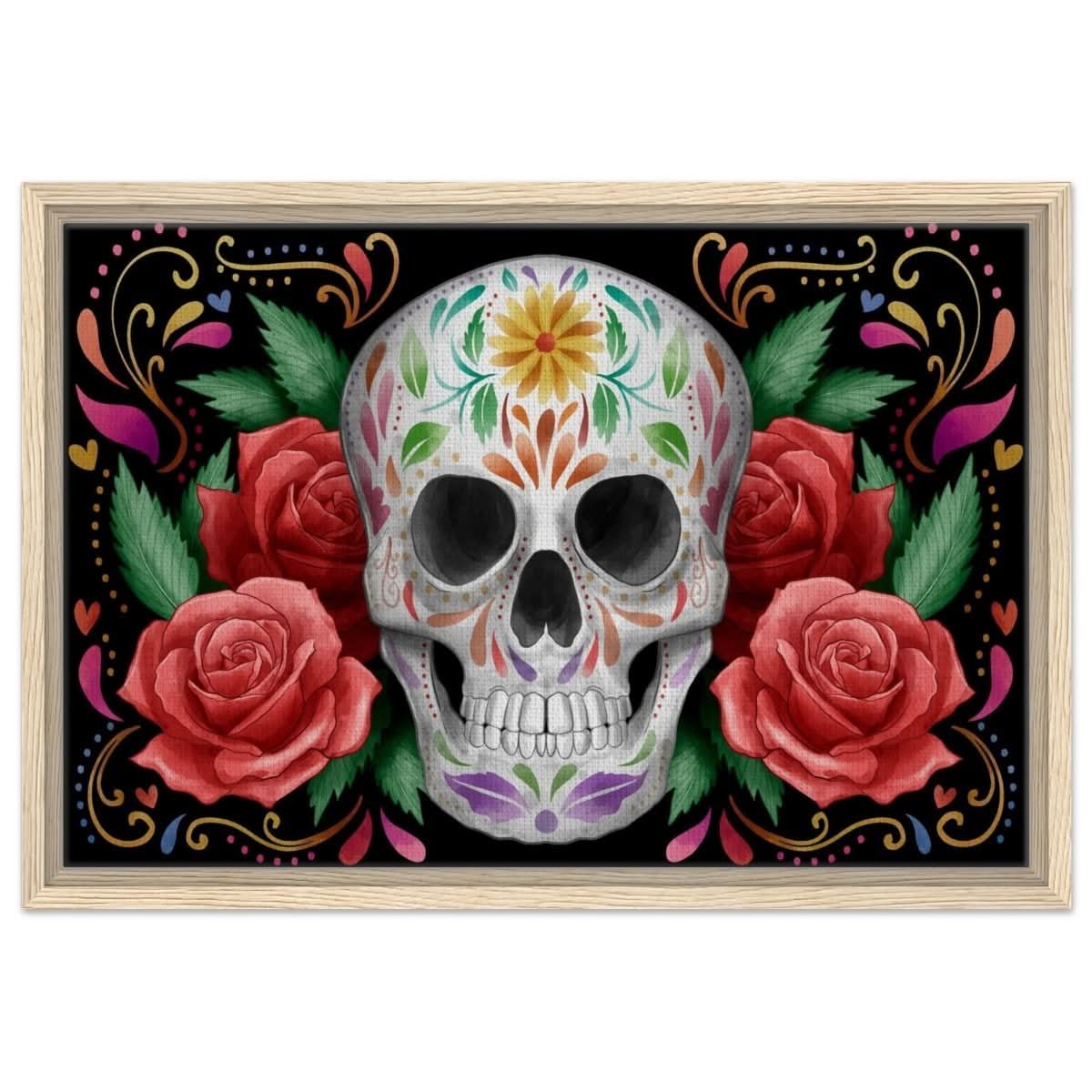 Da Vinci Pop art wall art Print | Vivid Skullscape - Framed Canvas - 40x60 cm / 16x24″ - Wood frame