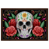 Da Vinci Pop art wall art Print | Vivid Skullscape - Framed Canvas - 50x75 cm / 20x30″ - Dark wood frame
