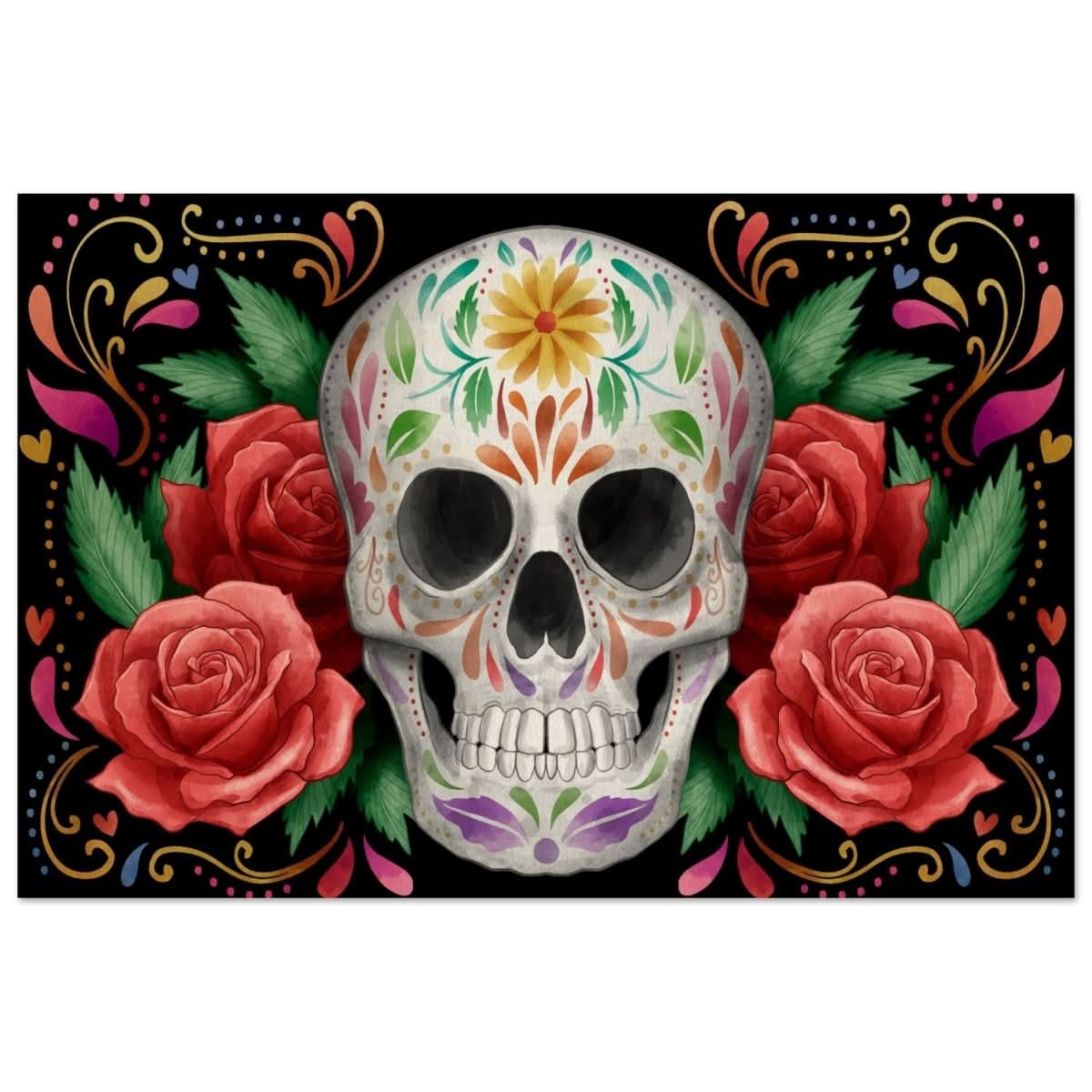 Da Vinci Pop art wall art Print | Vivid Skullscape - Wood Prints - 50x75 cm / 20x30″ - 