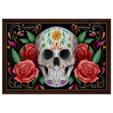 Da Vinci Pop art wall art Print | Vivid Skullscape - Framed Canvas - 40x60 cm / 16x24″ - Dark wood frame