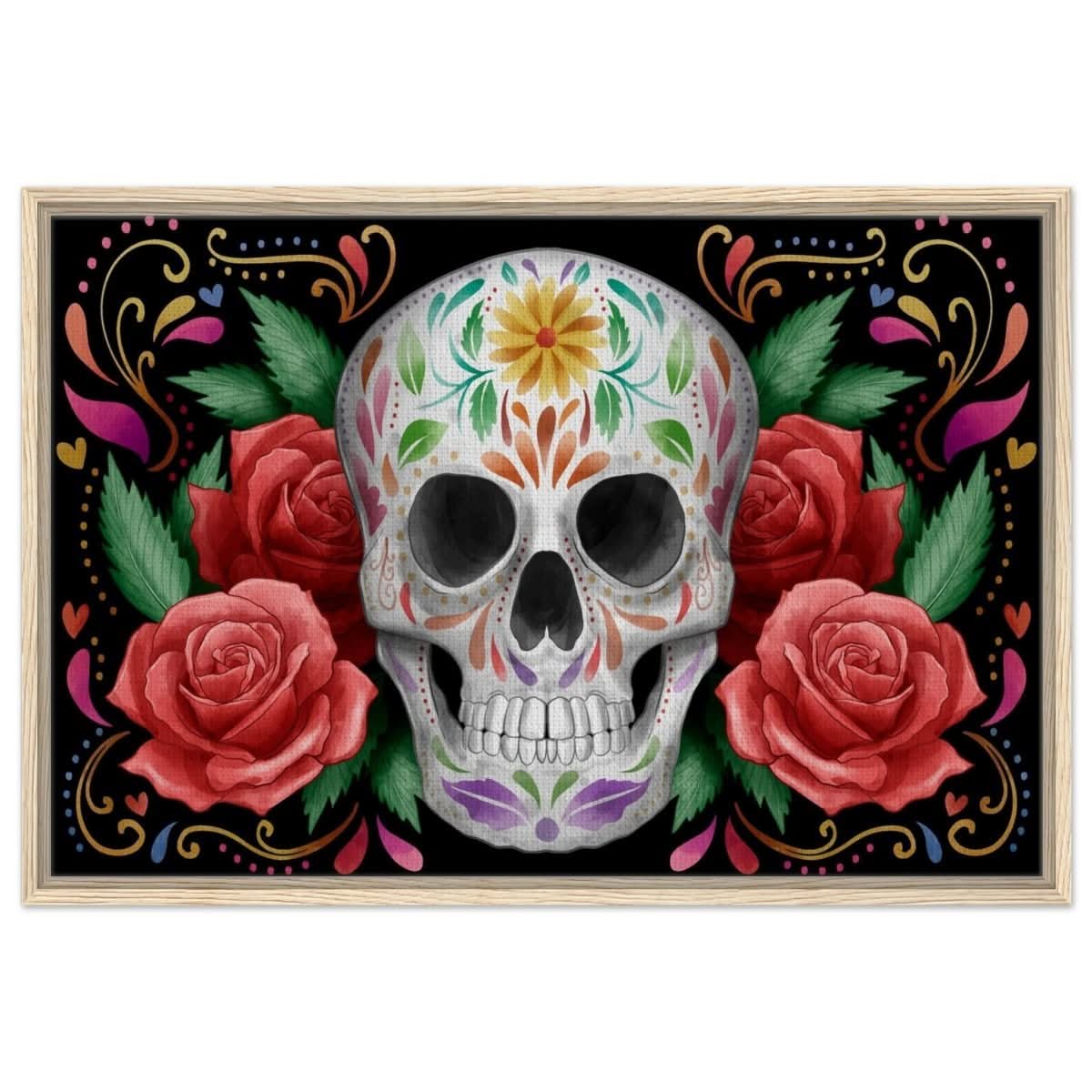 Da Vinci Pop art wall art Print | Vivid Skullscape - Framed Canvas - 60x90 cm / 24x36″ - Wood frame