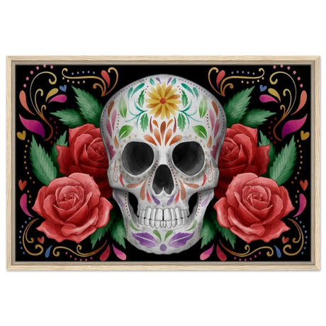 Da Vinci Pop art wall art Print | Vivid Skullscape - Framed Canvas - 60x90 cm / 24x36″ - Wood frame