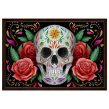 Da Vinci Pop art wall art Print | Vivid Skullscape - Framed Canvas - 60x90 cm / 24x36″ - Dark wood frame