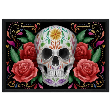 Da Vinci Pop art wall art Print | Vivid Skullscape - Framed Canvas - 60x90 cm / 24x36″ - Black frame