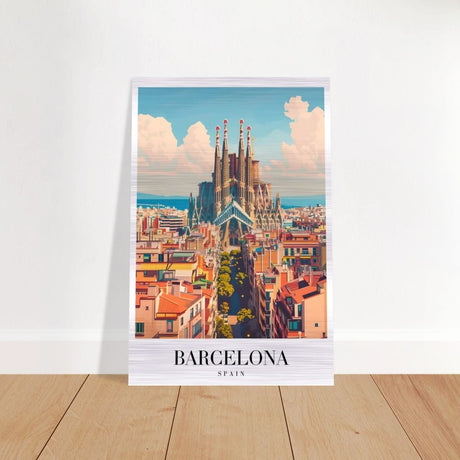 Da Vinci Travel Collection wall art print | Barcelona Spain - Brushed Aluminum Print - 60x90 cm / 24x36″ - 