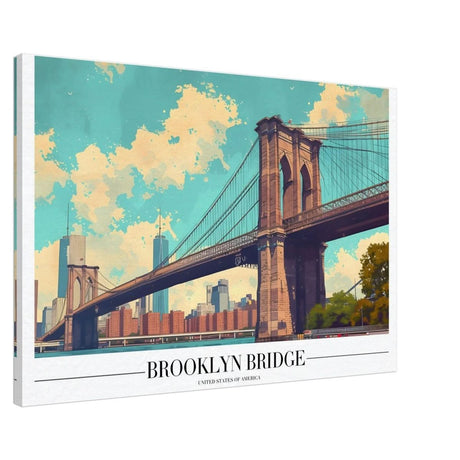 Da Vinci Travel Collection wall art print | Brooklyn Bridge | New York City USA - Canvas - 60x90 cm / 24x36″ - Slim