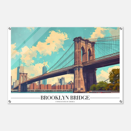 Da Vinci Travel Collection wall art print | Brooklyn Bridge | New York City USA - Acrylic Print - 60x90 cm / 24x36″ - 