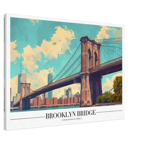 Da Vinci Travel Collection wall art print | Brooklyn Bridge | New York City USA - Canvas - 70x100 cm / 28x40″ - Slim