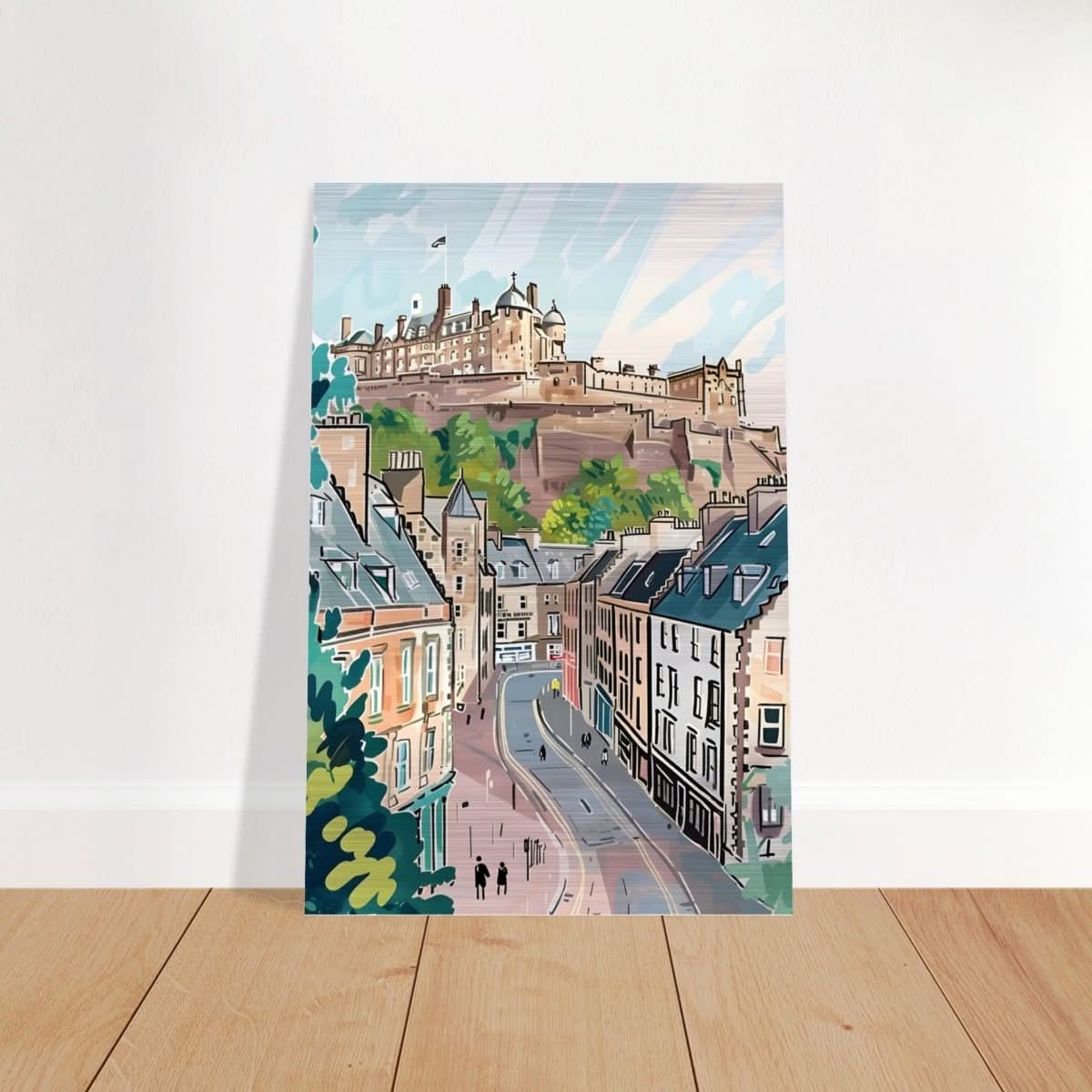 Da Vinci Travel Collection wall art print | Edinburgh Scotland - Brushed Aluminum Print - 40x60 cm / 16x24″ - 