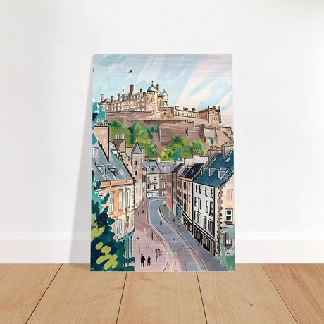 Da Vinci Travel Collection wall art print | Edinburgh Scotland - Brushed Aluminum Print - 30x45 cm / 12x18″ - 