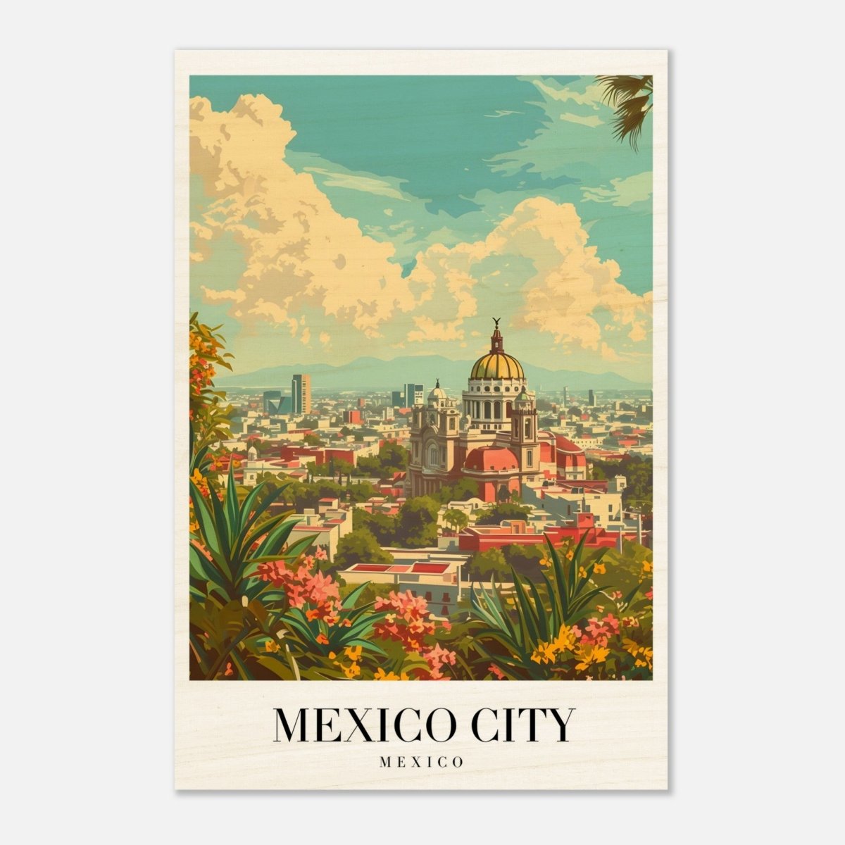 Da Vinci Travel Collection wall art print | Mexico City Mexico - Wood Prints - 60x90 cm / 24x36″ - 20 mm