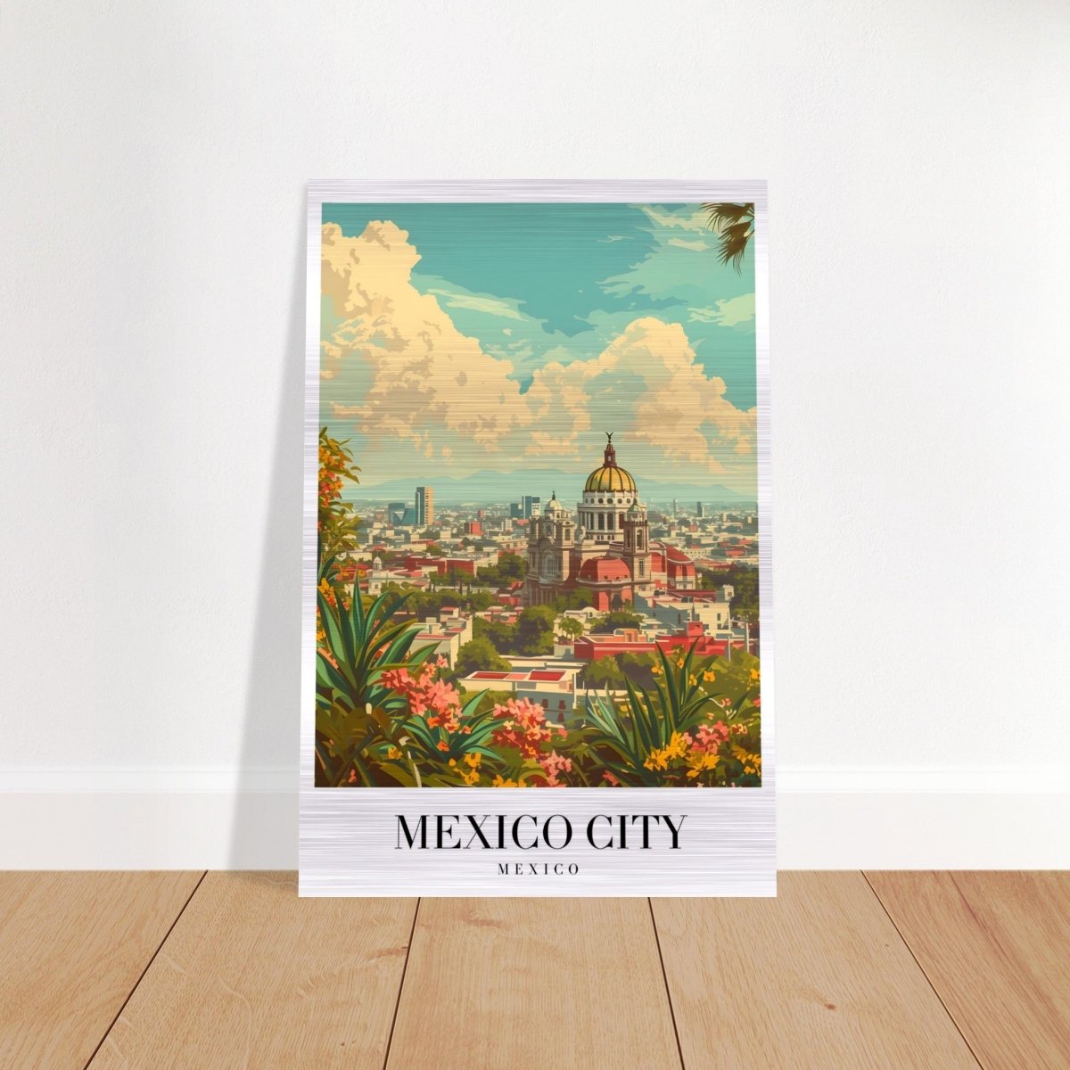 Da Vinci Travel Collection wall art print | Mexico City Mexico - Brushed Aluminum Print - 40x60 cm / 16x24″ - 