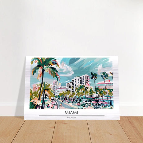 Da Vinci Travel Collection wall art print | Miami Florida - Brushed Aluminum Print - 30x45 cm / 12x18″ - 