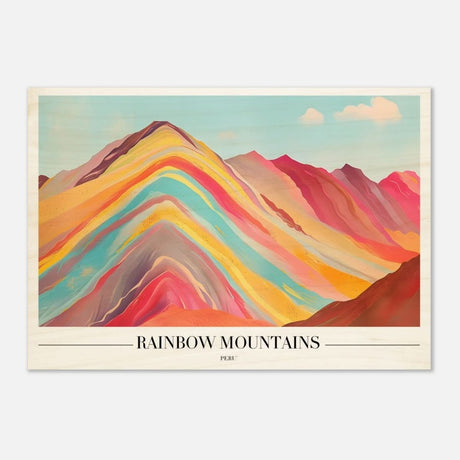 Da Vinci Travel Collection wall art print | Rainbow Mountains Peru - Wood Prints - 70x100 cm / 28x40″ - 20 mm