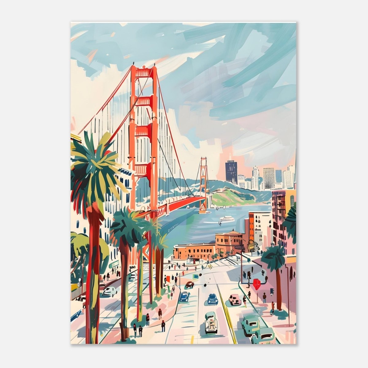 Da Vinci Travel Collection wall art print | San Francisco USA | The Golden Gate Bridge - Aluminum Print - 70x100 cm / 28x40″ - 