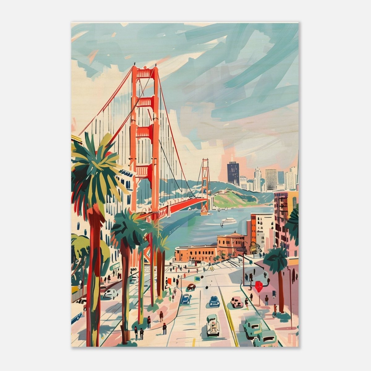 Da Vinci Travel Collection wall art print | San Francisco USA | The Golden Gate Bridge - Wood Prints - 70x100 cm / 28x40″ - 10 mm
