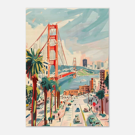 Da Vinci Travel Collection wall art print | San Francisco USA | The Golden Gate Bridge - Wood Prints - 70x100 cm / 28x40″ - 10 mm