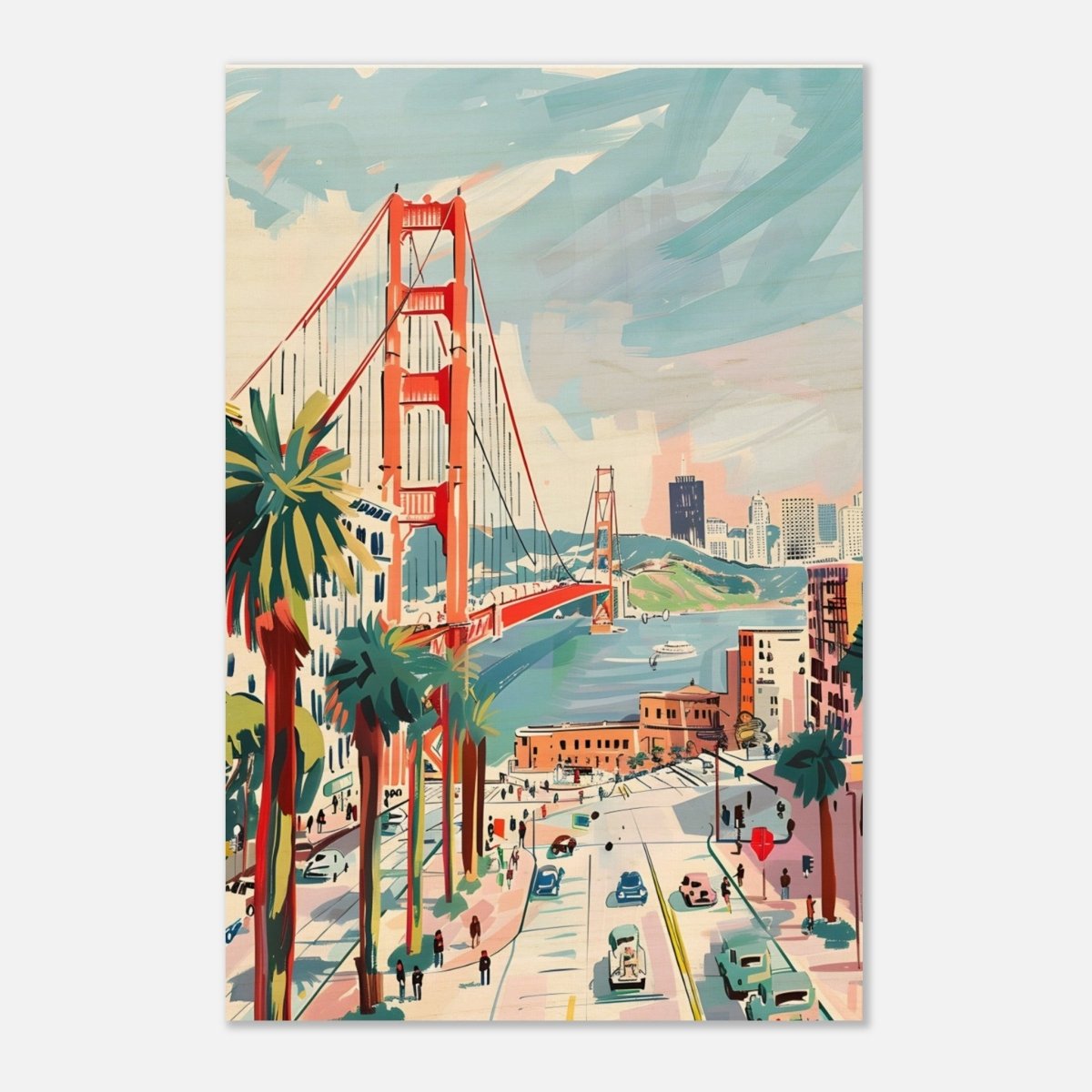 Da Vinci Travel Collection wall art print | San Francisco USA | The Golden Gate Bridge - Wood Prints - 50x75 cm / 20x30″ - 10 mm