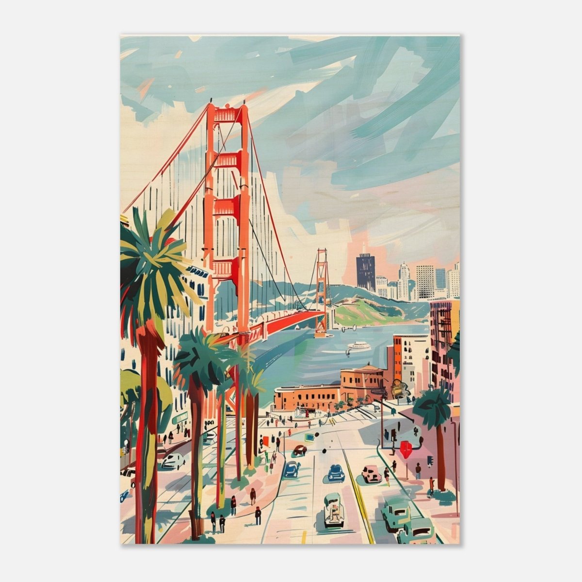 Da Vinci Travel Collection wall art print | San Francisco USA | The Golden Gate Bridge - Wood Prints - 60x90 cm / 24x36″ - 20 mm