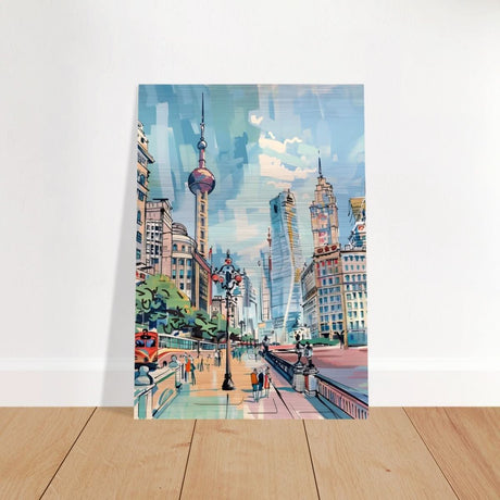 Da Vinci Travel Collection wall art print | Shanghai China - Brushed Aluminum Print - 70x100 cm / 28x40″ - 
