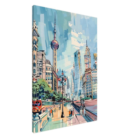Da Vinci Travel Collection wall art print | Shanghai China - Canvas - 70x100 cm / 28x40″ - Slim