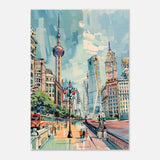 Da Vinci Travel Collection wall art print | Shanghai China - Wood Prints - 70x100 cm / 28x40″ - 20 mm