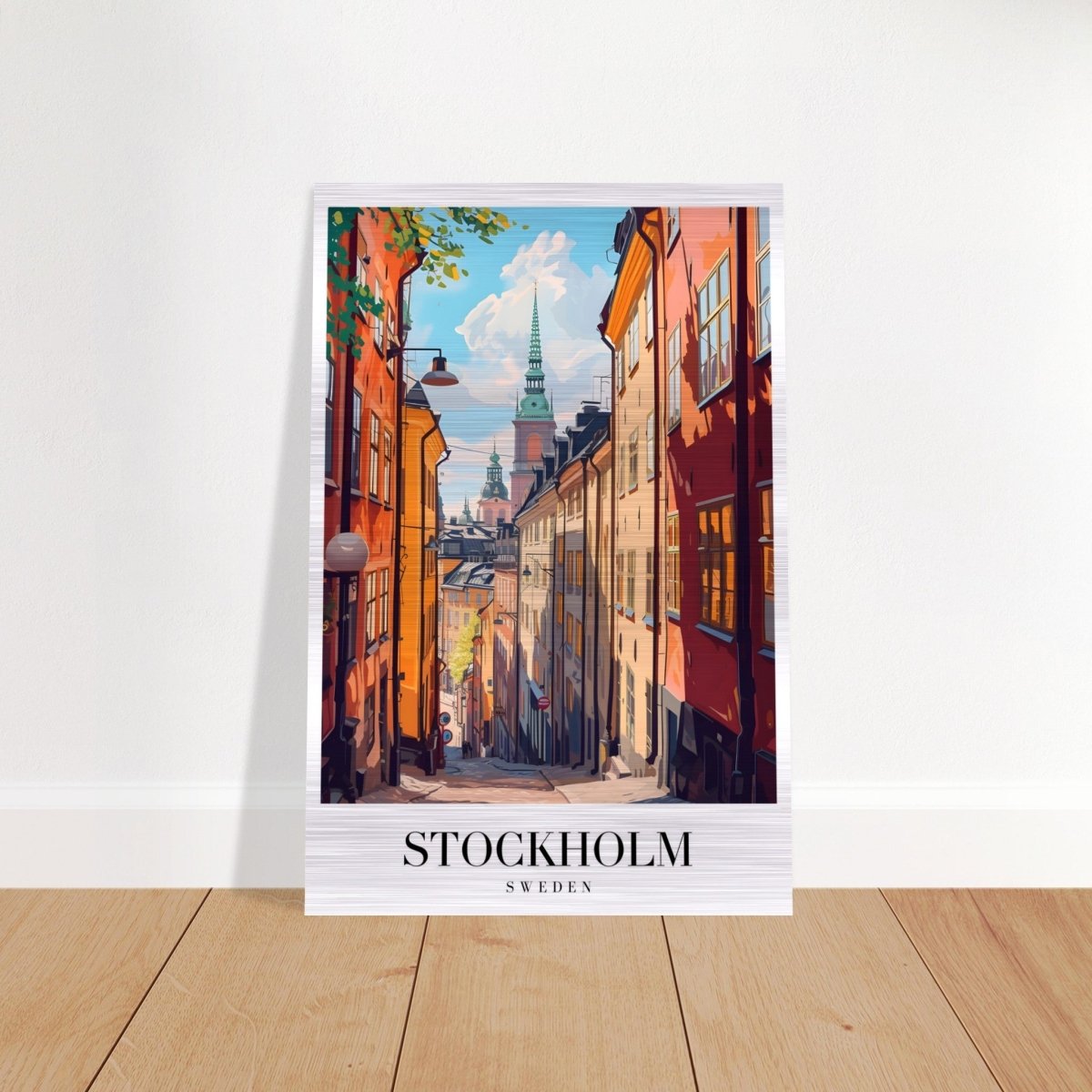 Da Vinci Travel Collection wall art print | Stockholm Sweden - Brushed Aluminum Print - 50x75 cm / 20x30″ - 