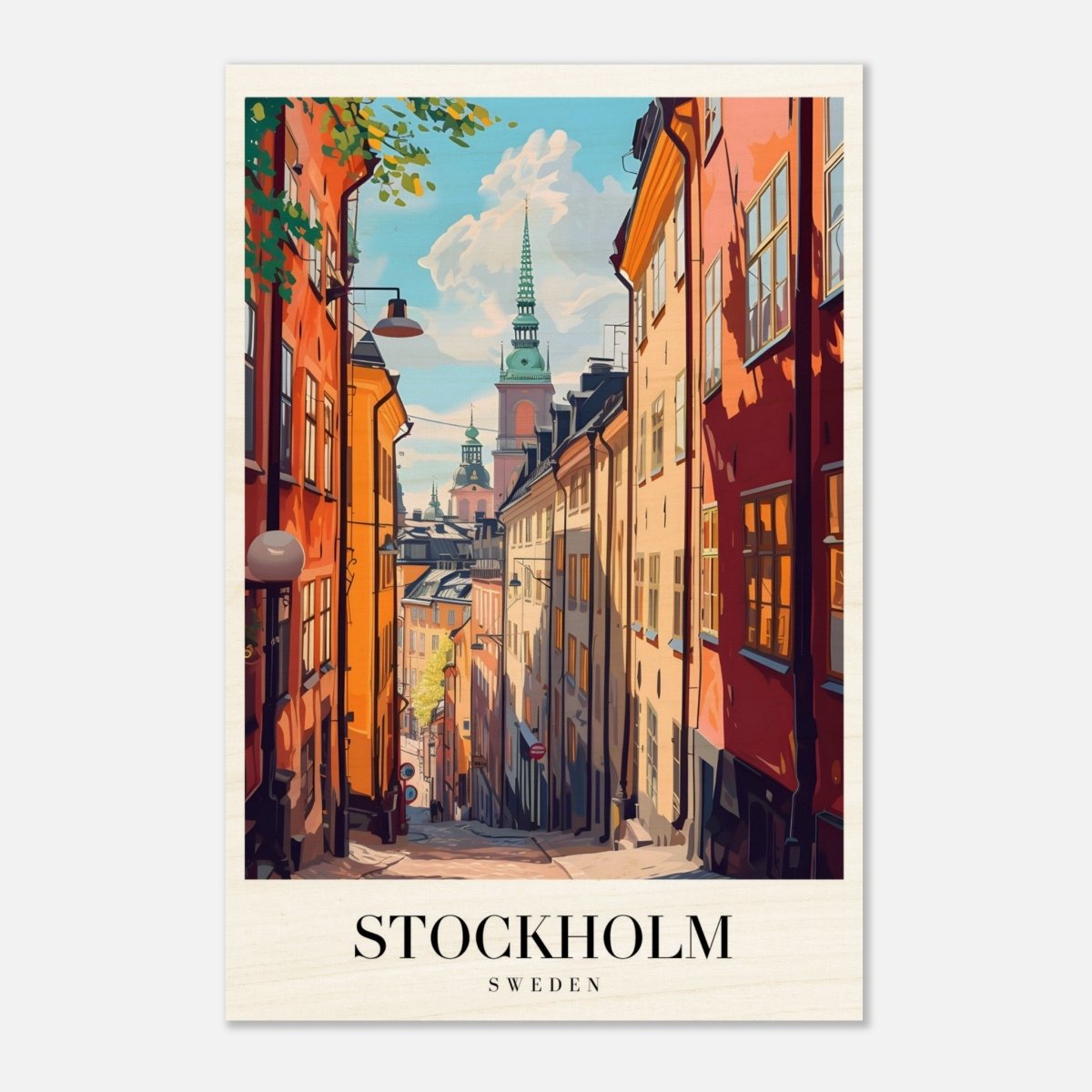 Da Vinci Travel Collection wall art print | Stockholm Sweden - Wood Prints - 60x90 cm / 24x36″ - 20 mm