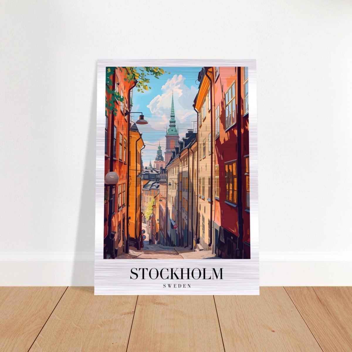 Da Vinci Travel Collection wall art print | Stockholm Sweden - Brushed Aluminum Print - 70x100 cm / 28x40″ - 
