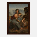 Da Vinci Vintage wall art print | The Virgin and Child with St. Anne by Leonardo da Vinci - Framed Canvas - 30x45 cm / 12x18″ - Dark wood frame