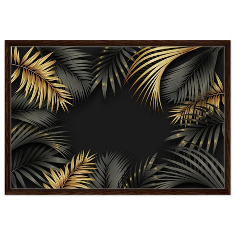 Da Vinci Wall art Print | Eclectic Expressions | Black and Gold Leaf - Framed Canvas - 60x90 cm / 24x36″ - Dark wood frame