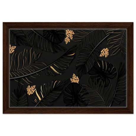 Da Vinci Wall art Print | Eclectic Expressions | Contemporary | Gold and Black - Framed Canvas - 30x45 cm / 12x18″ - Dark wood frame
