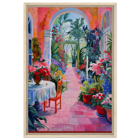 garden of morning light blooming terrace escape wall art print70x100 cm / 28x40″Acrylic Print
