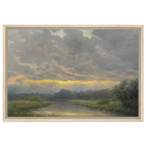 "Dawn’s Embrace" Tranquil Riverland Landscape Wall Art Print - Framed Canvas - 50x75 cm / 20x30″ - Wood frame